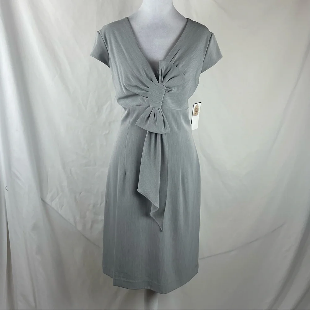 Sandra Darren Gray Bow Dress NWT Size 12_2